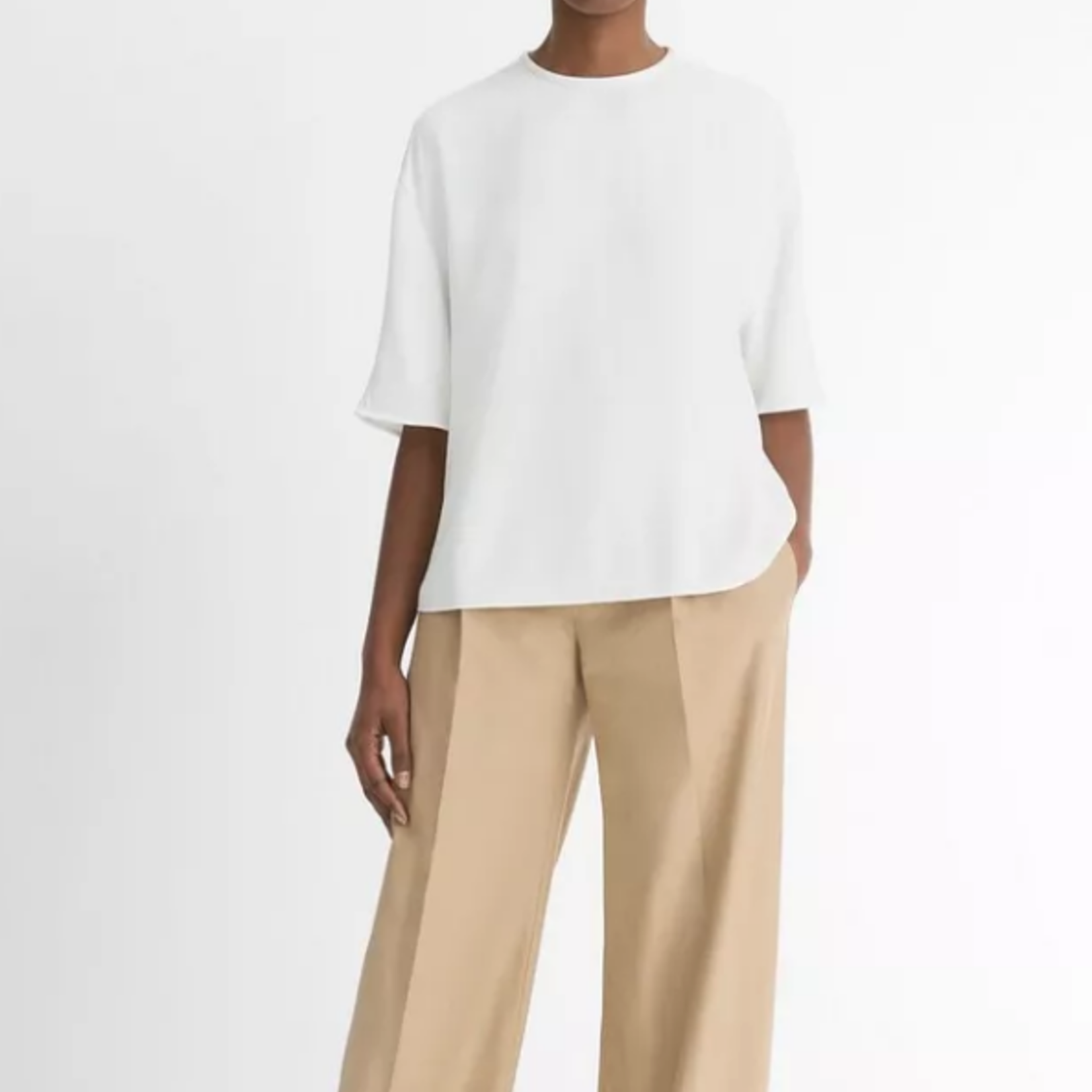 VINCE SATIN TRIMMED T SHIRT