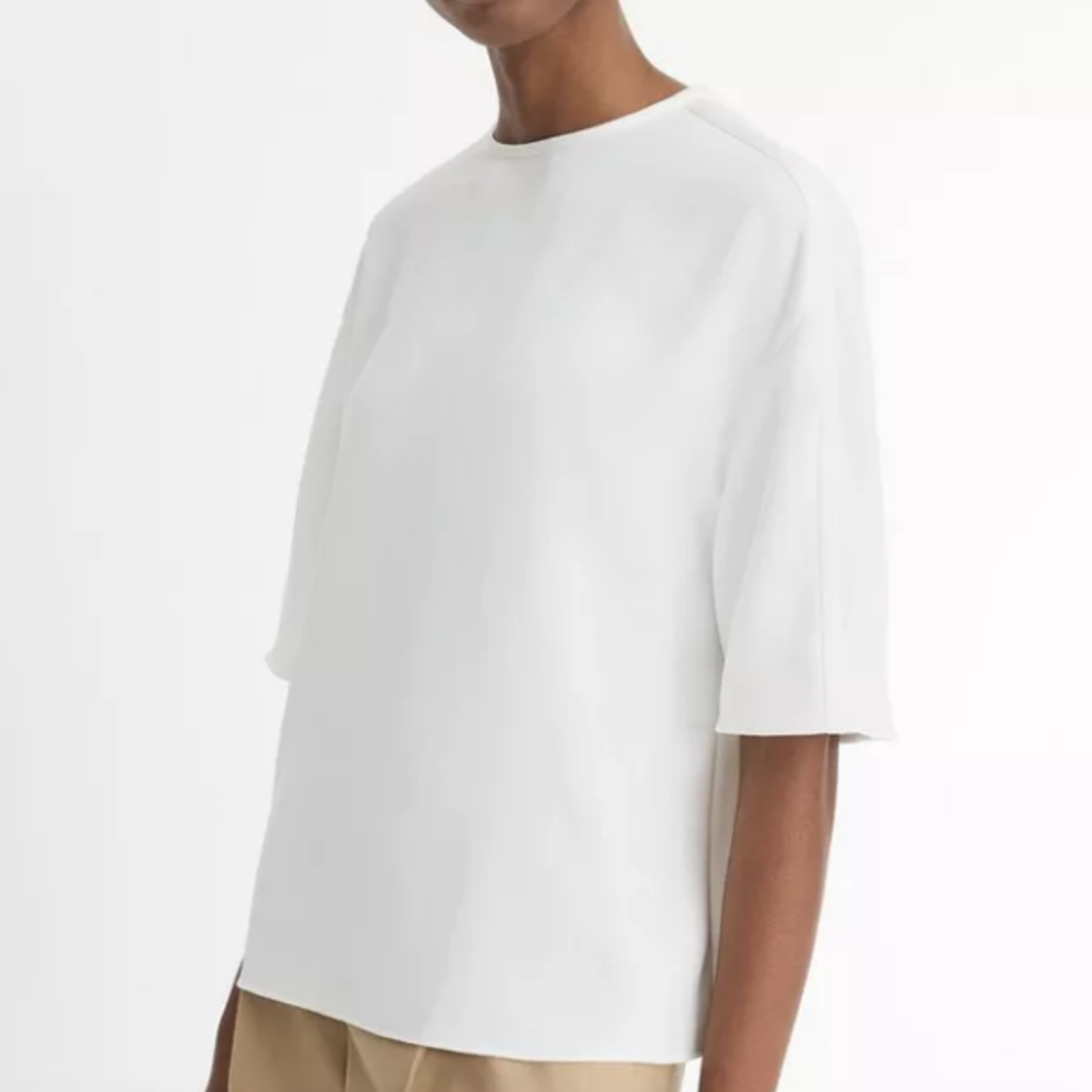 VINCE SATIN TRIMMED T SHIRT