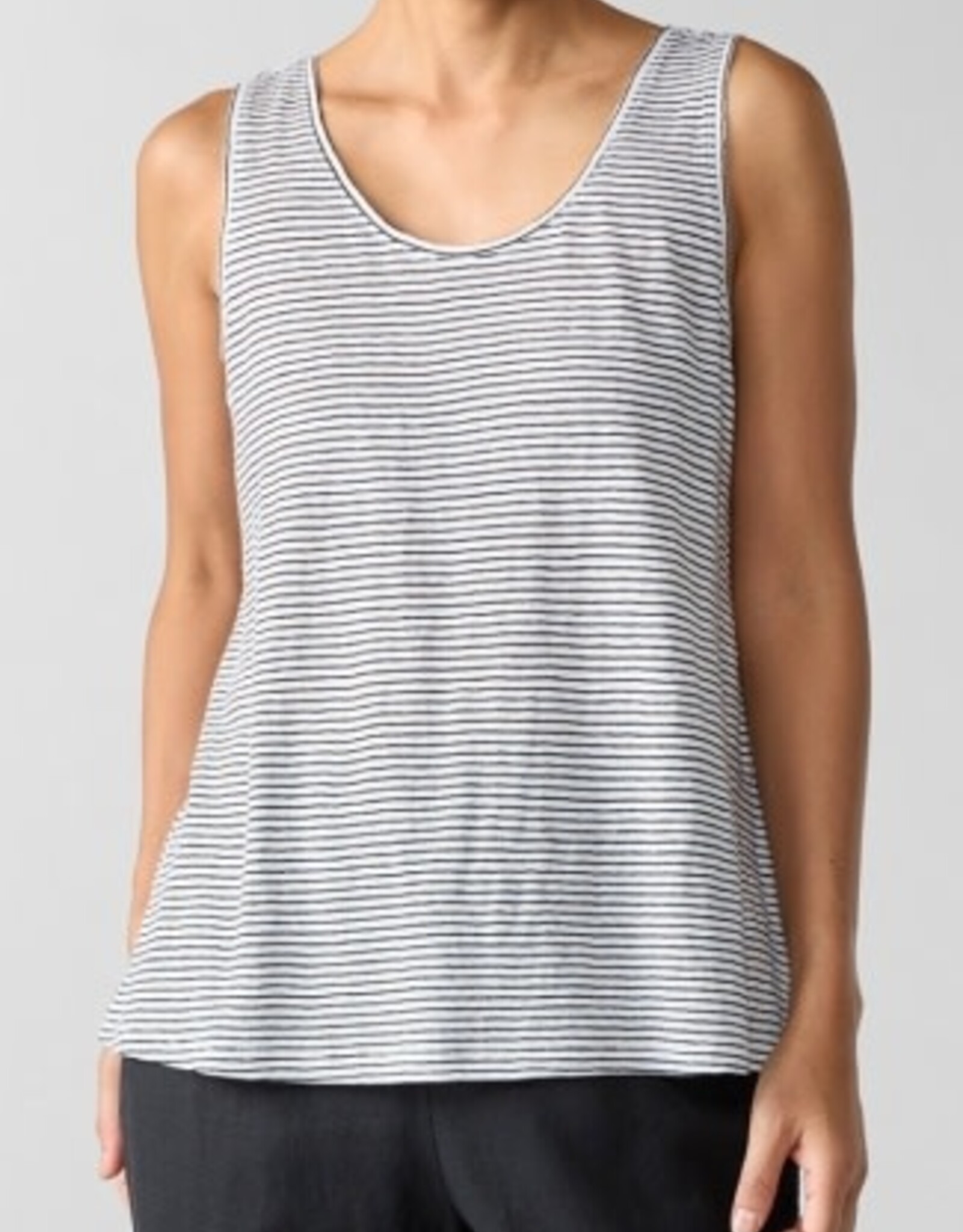 EILEEN FISHER SCOOP NECK STRIPE TANK