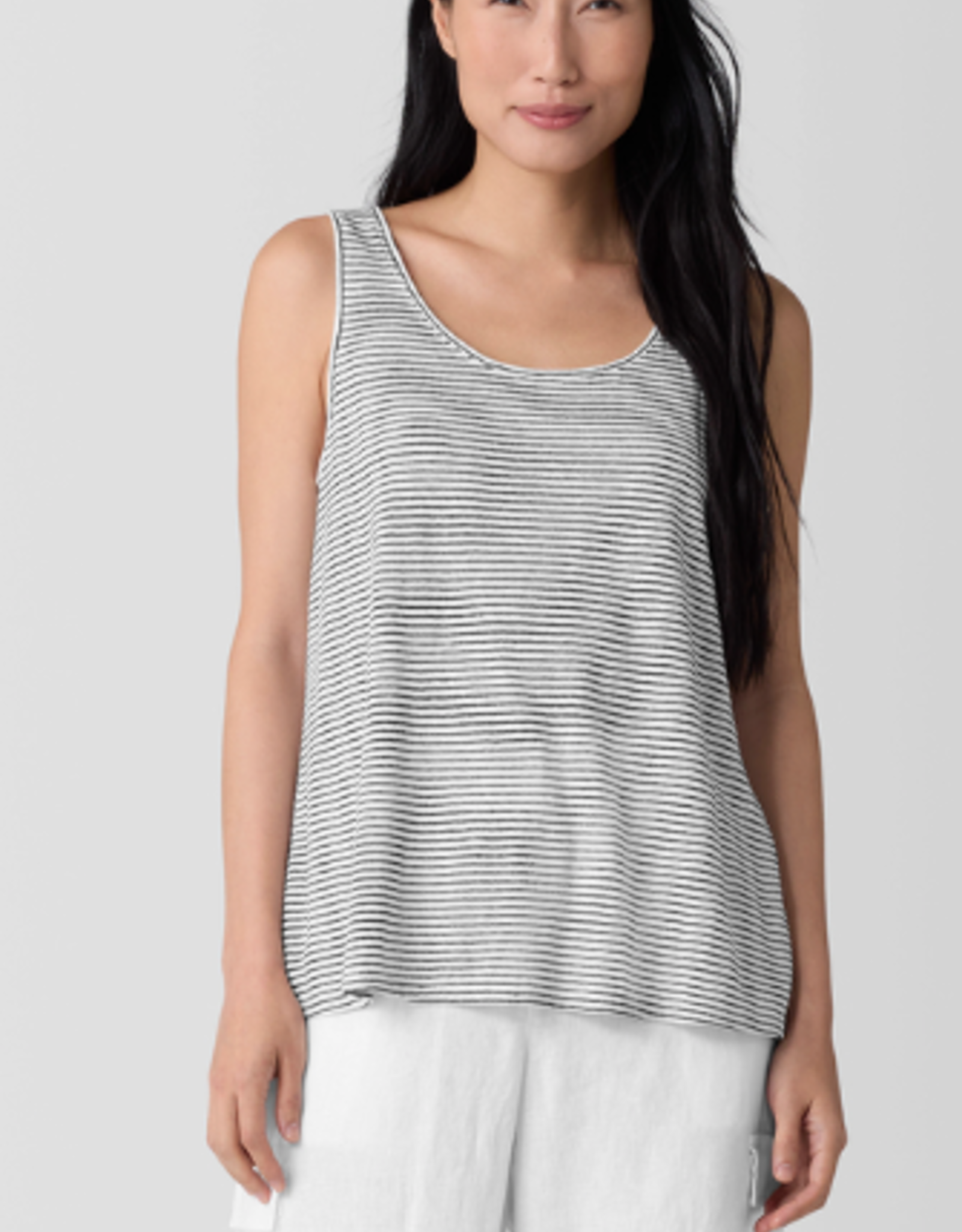 EILEEN FISHER SCOOP NECK STRIPE TANK