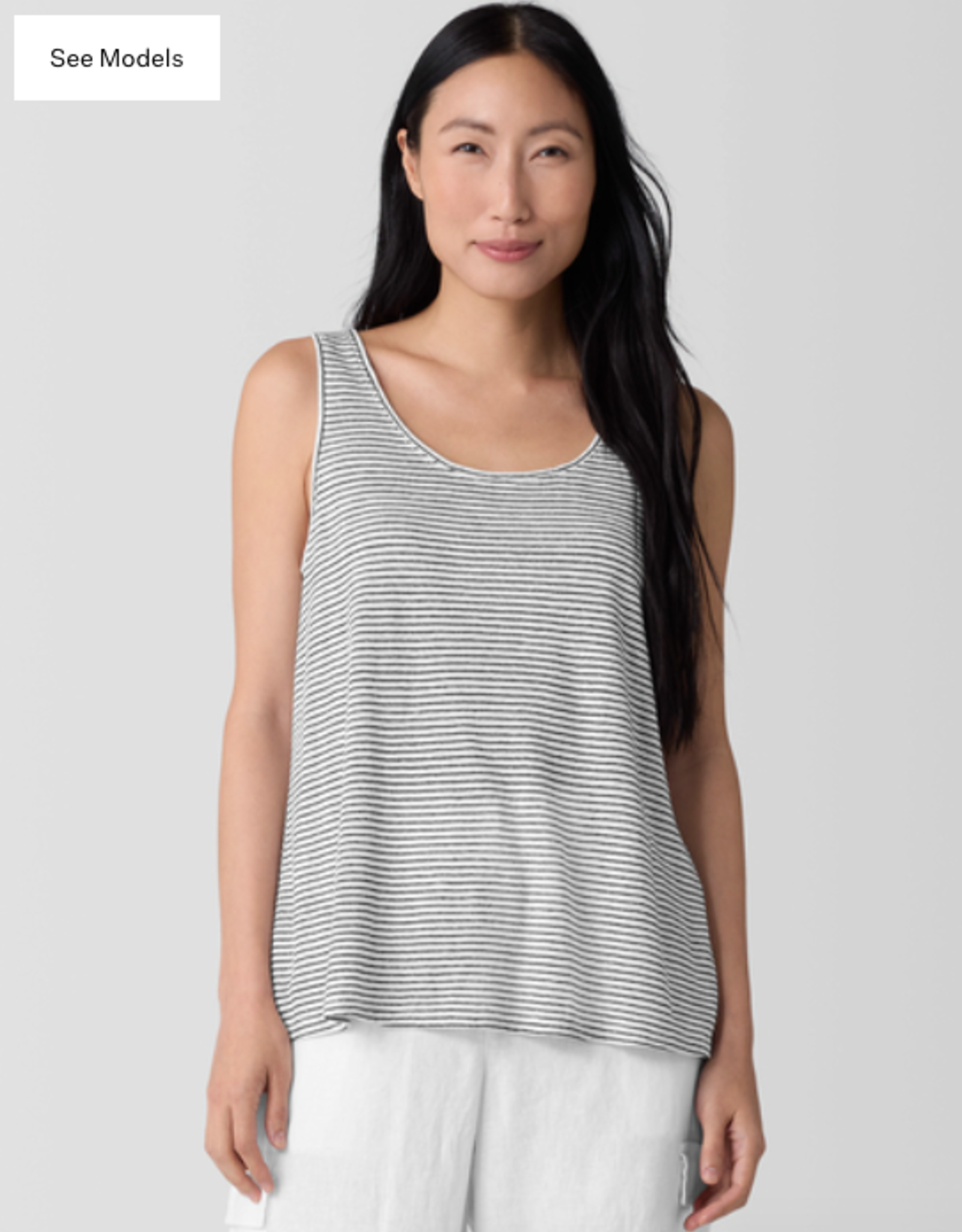 EILEEN FISHER SCOOP NECK STRIPE TANK