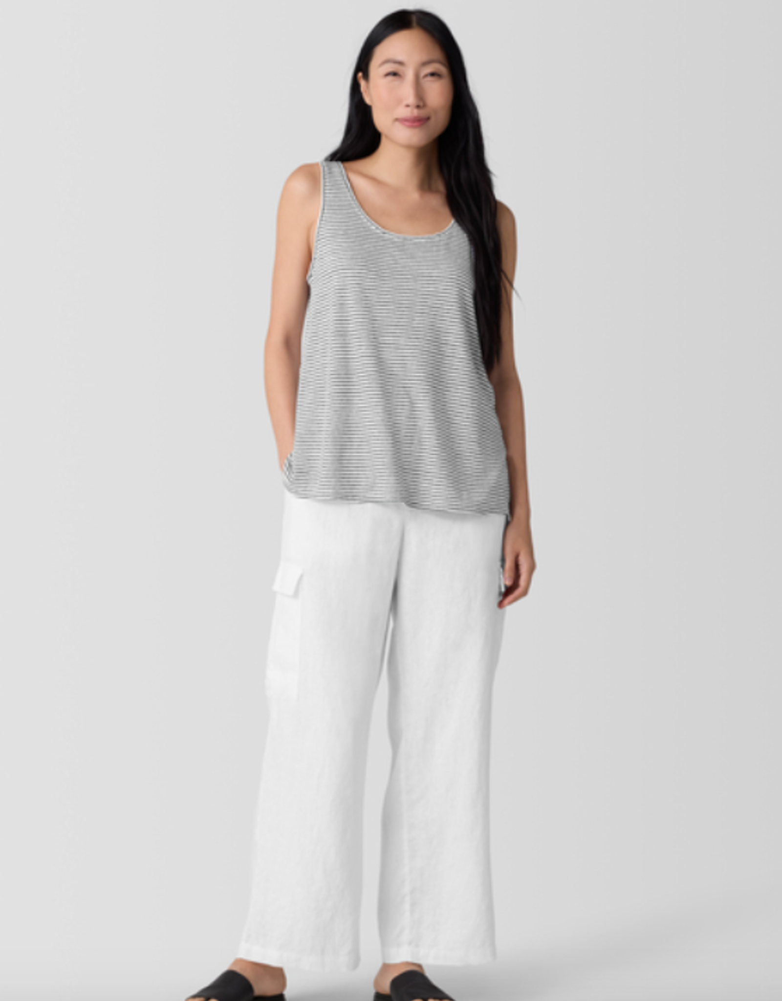 EILEEN FISHER SCOOP NECK STRIPE TANK