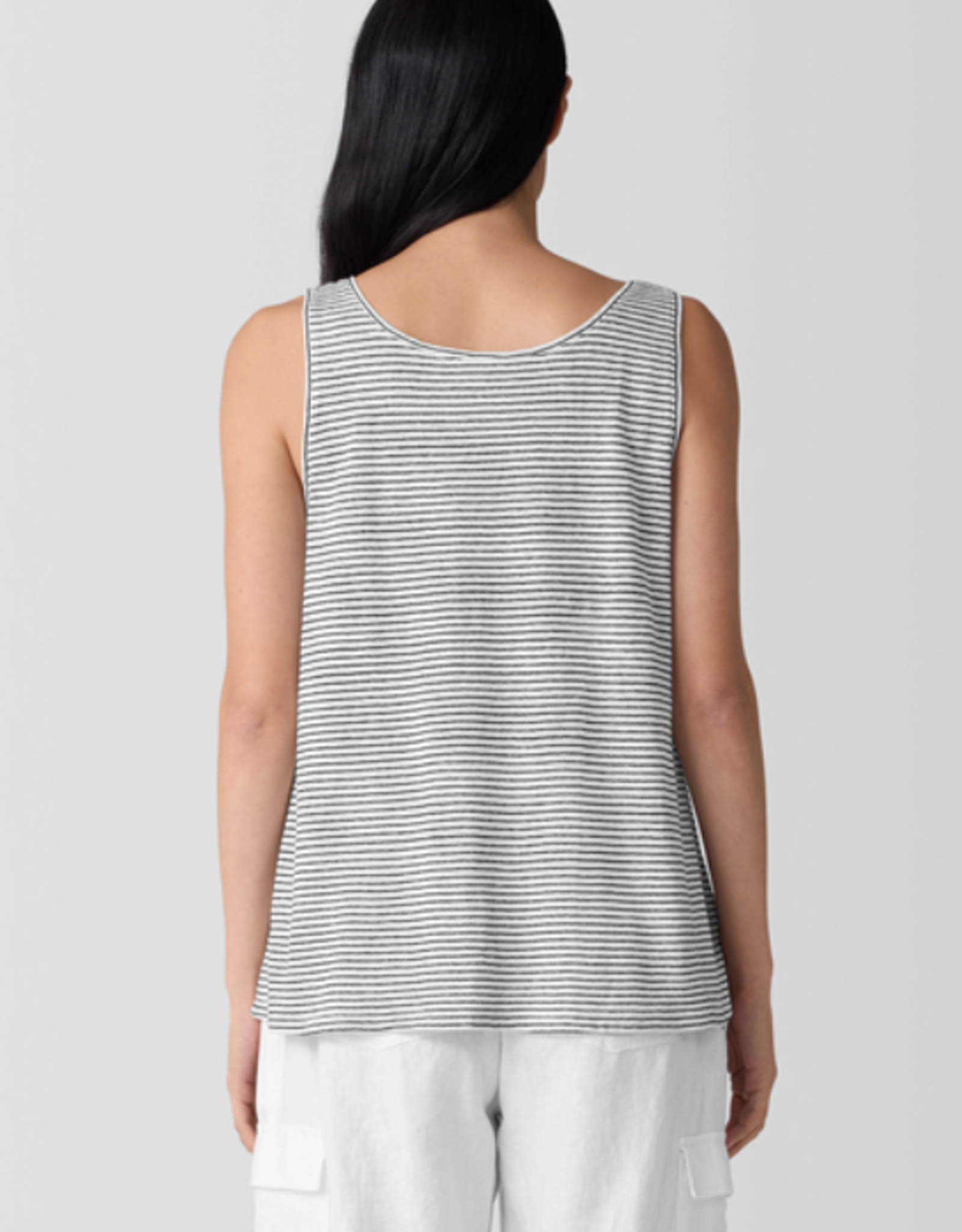 EILEEN FISHER SCOOP NECK STRIPE TANK