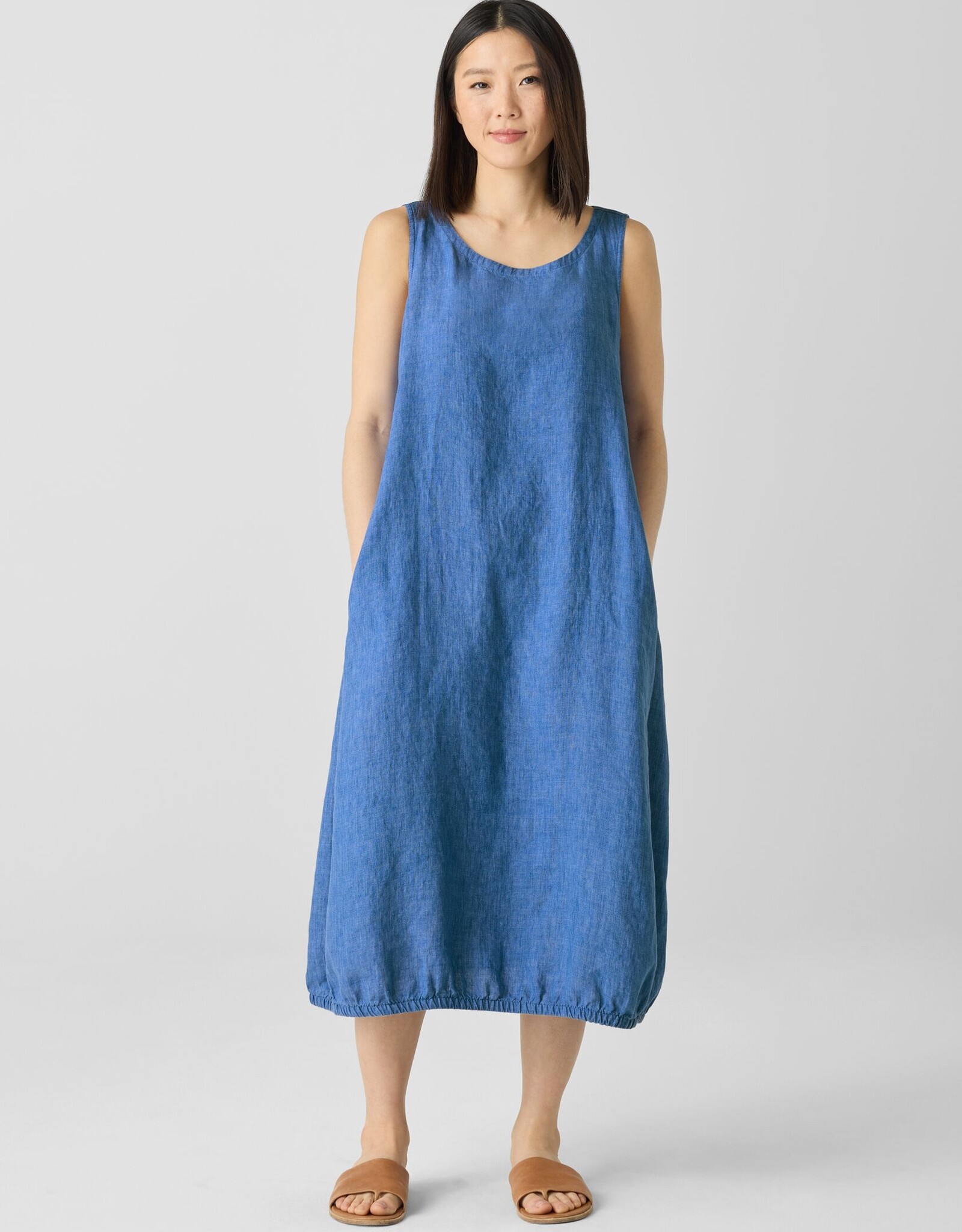 EILEEN FISHER WASHED ORGANIC LANTERN DRESS