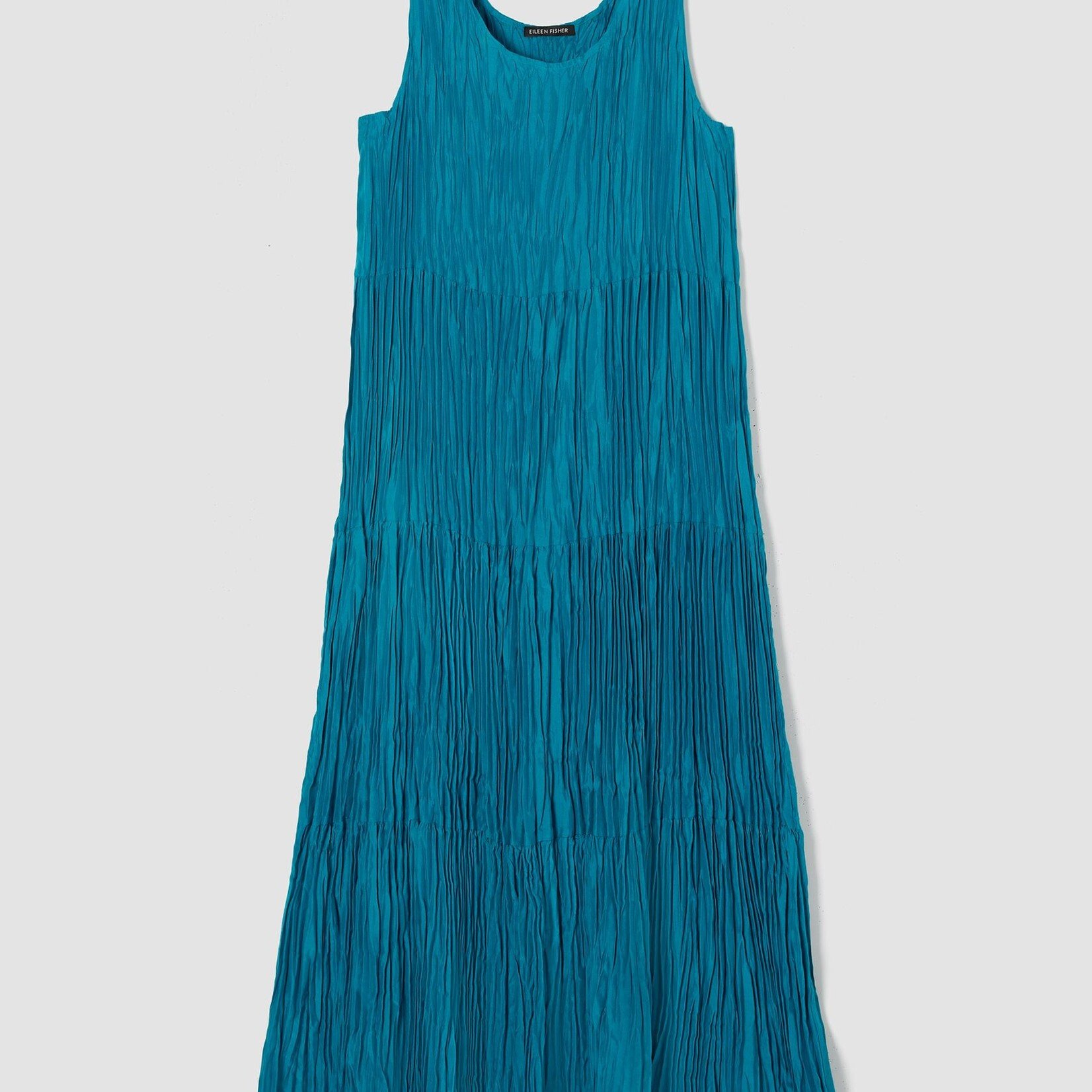 EILEEN FISHER CRUSHED SILK TIERED DRESS