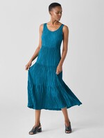 EILEEN FISHER CRUSHED SILK TIERED DRESS