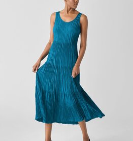 EILEEN FISHER CRUSHED SILK TIERED DRESS