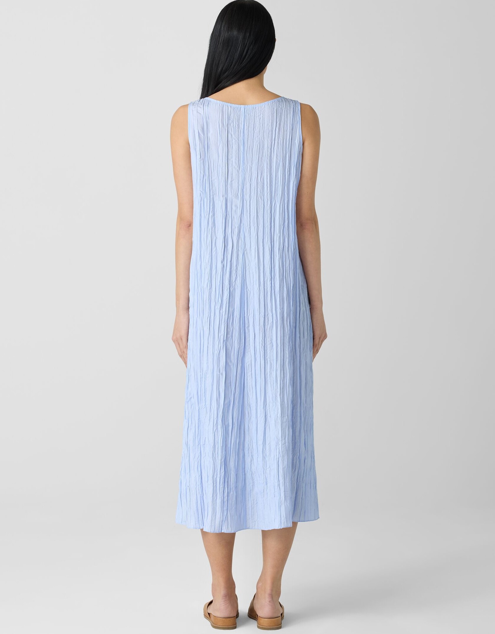 EILEEN FISHER CRUSHED SILK V-NECK DRESS