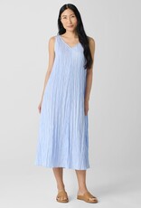 EILEEN FISHER CRUSHED SILK V-NECK DRESS
