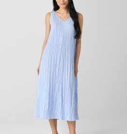 EILEEN FISHER CRUSHED SILK V-NECK DRESS