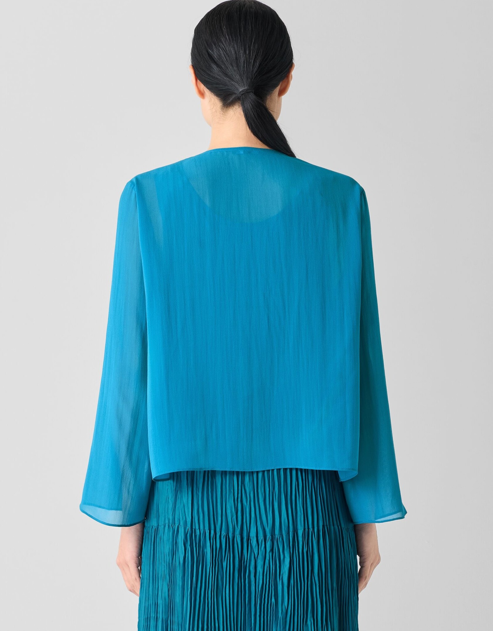 EILEEN FISHER SHEER SILK TIE JACKET
