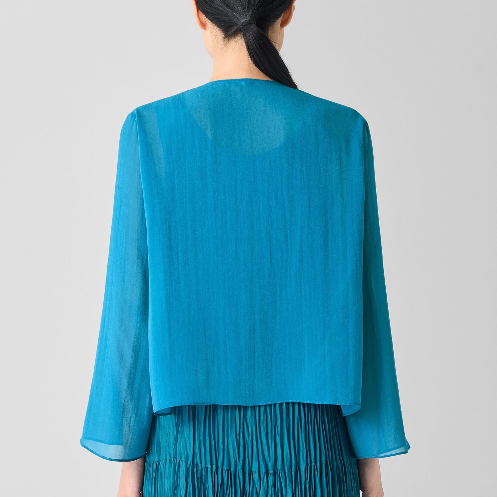 EILEEN FISHER SHEER SILK TIE JACKET