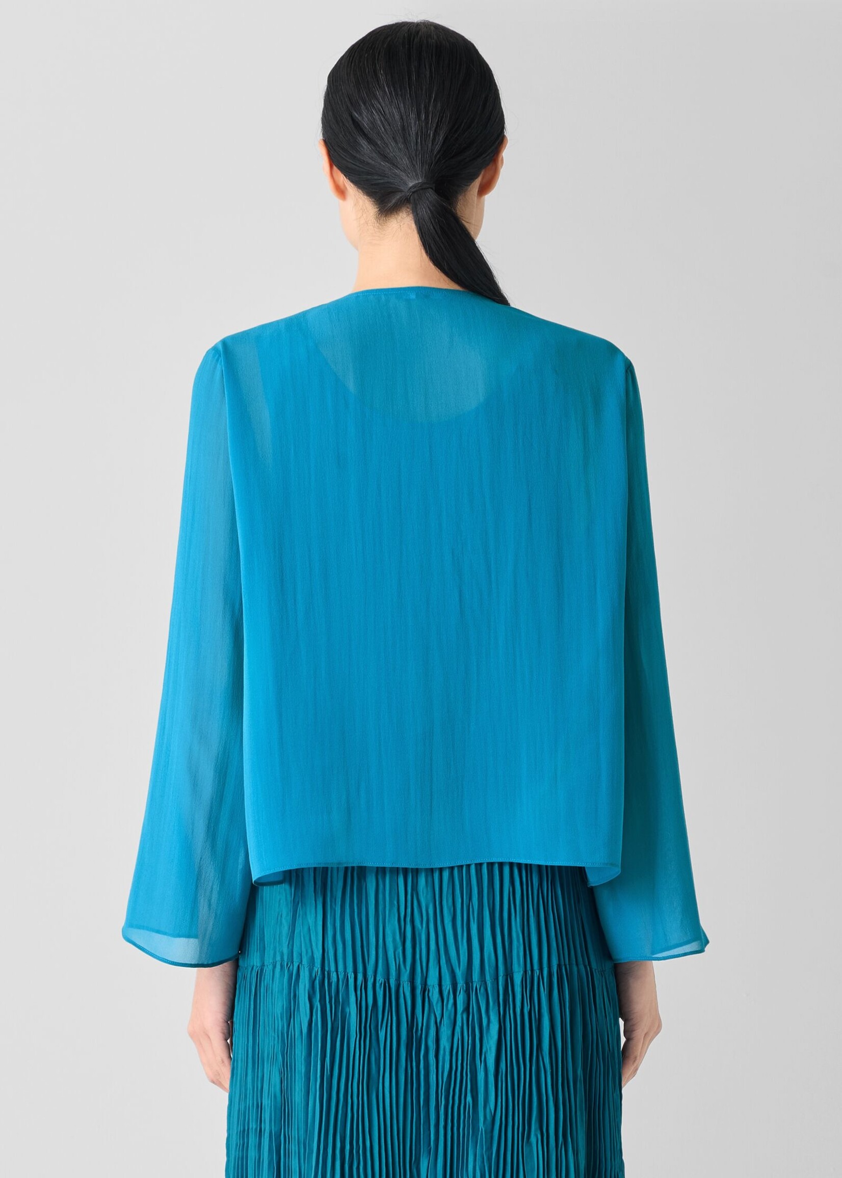 EILEEN FISHER SHEER SILK TIE JACKET
