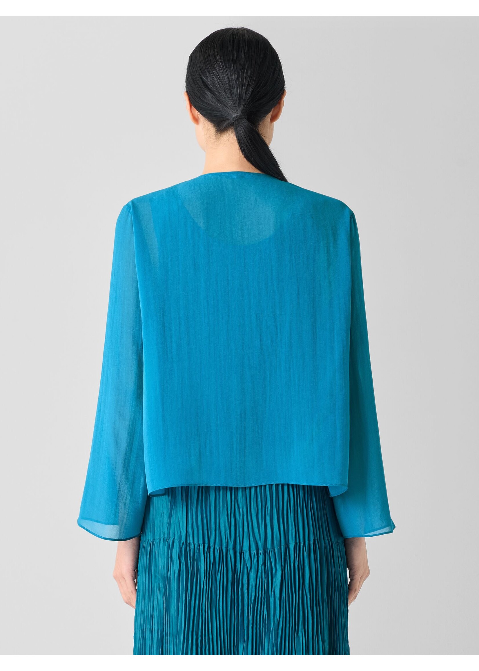 EILEEN FISHER SHEER SILK TIE JACKET