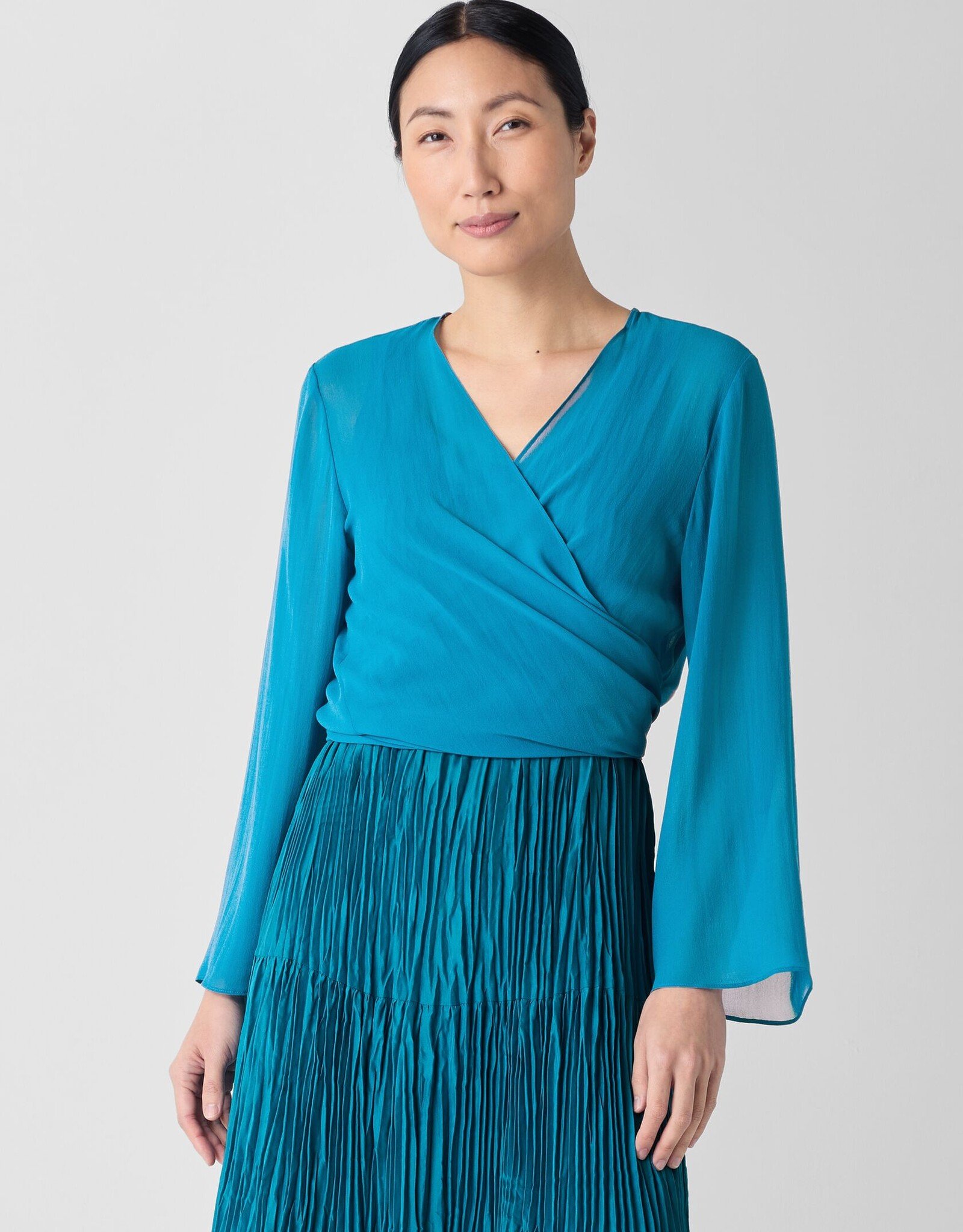EILEEN FISHER SHEER SILK TIE JACKET