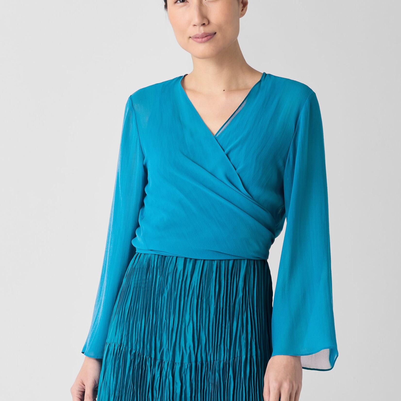 EILEEN FISHER SHEER SILK TIE JACKET