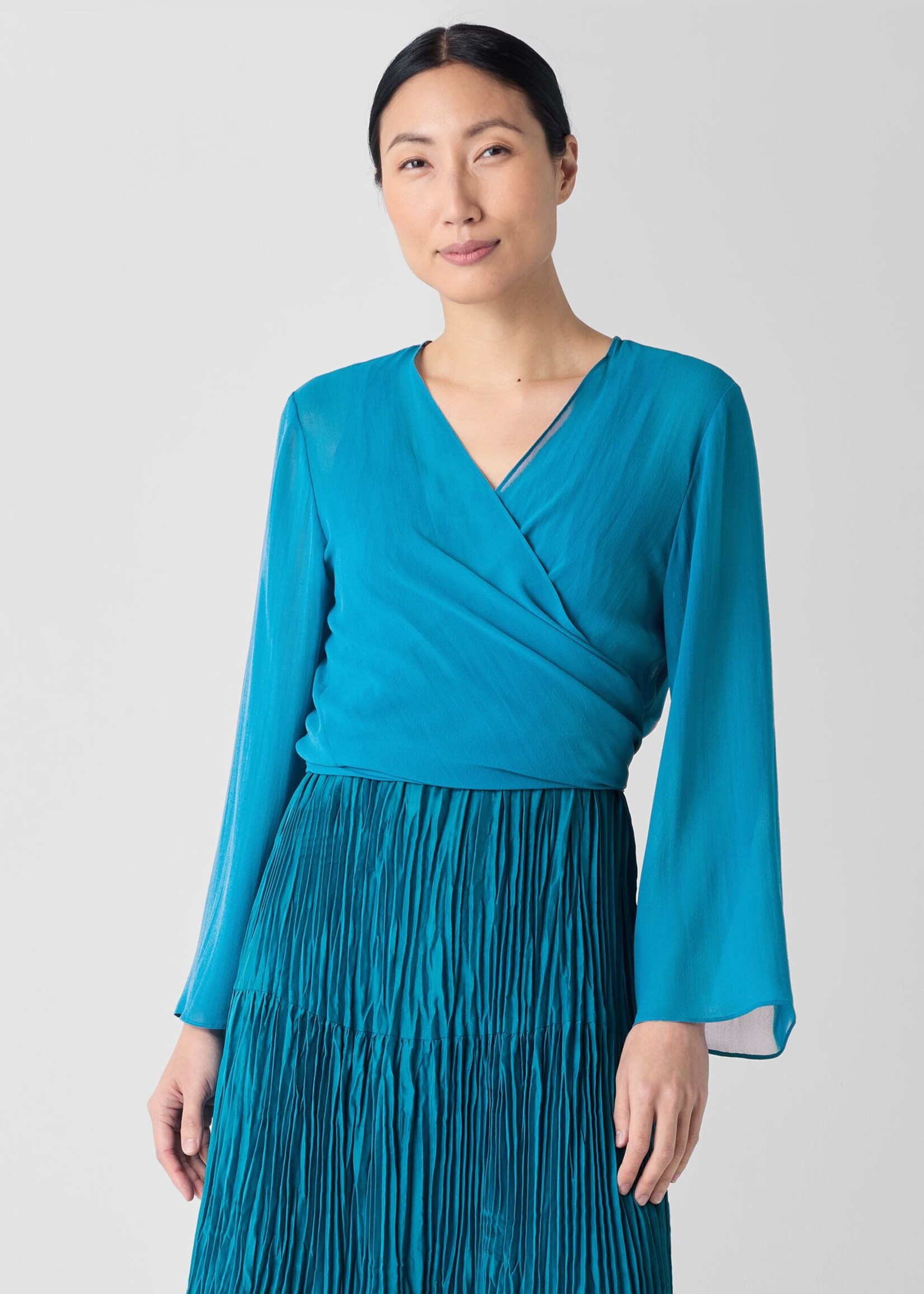 EILEEN FISHER SHEER SILK TIE JACKET