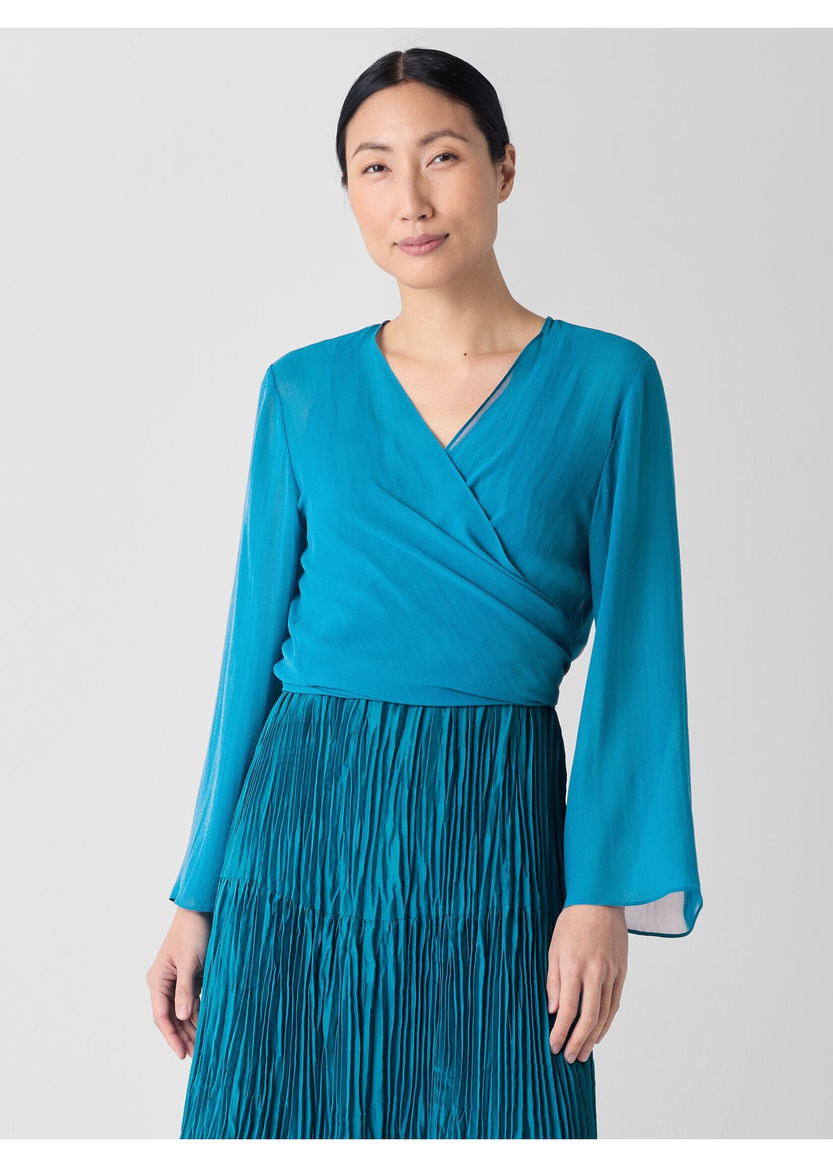 EILEEN FISHER SHEER SILK TIE JACKET