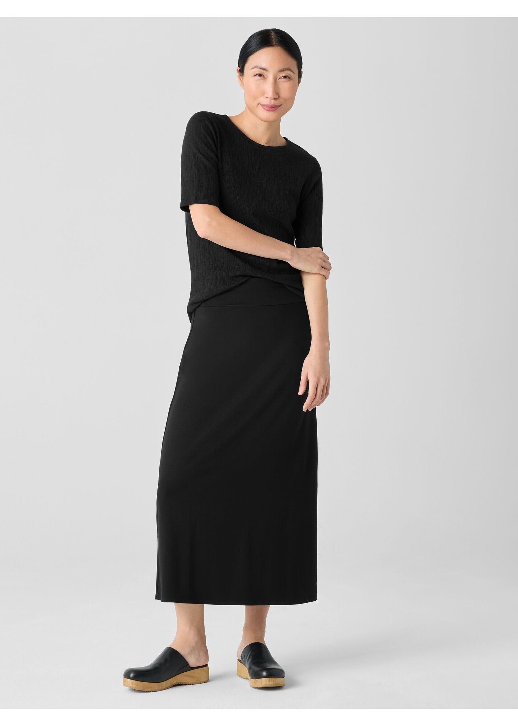 EILEEN FISHER STRETCH JERSEY A LINE SKIRT