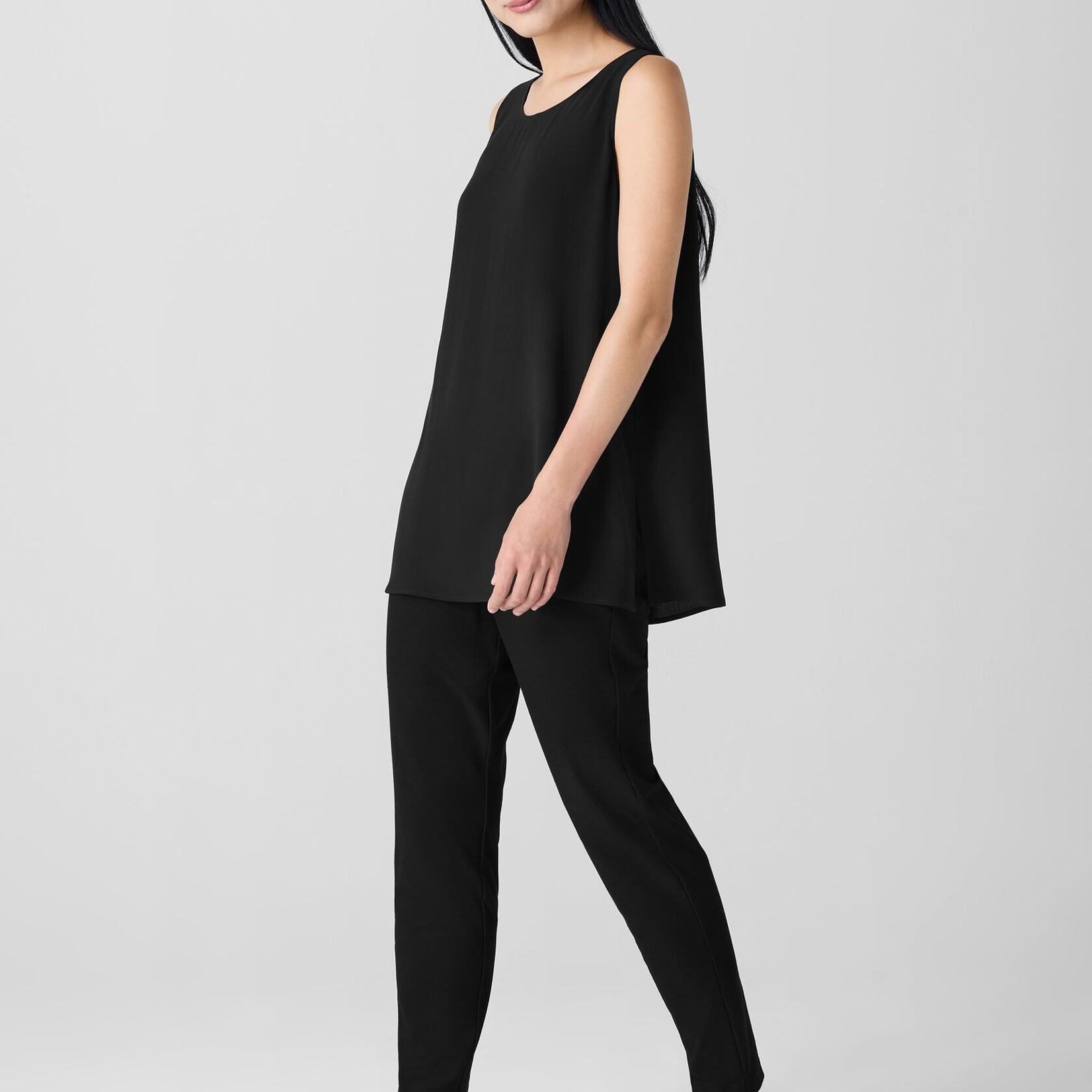 EILEEN FISHER SILK CREPE LONG TANK