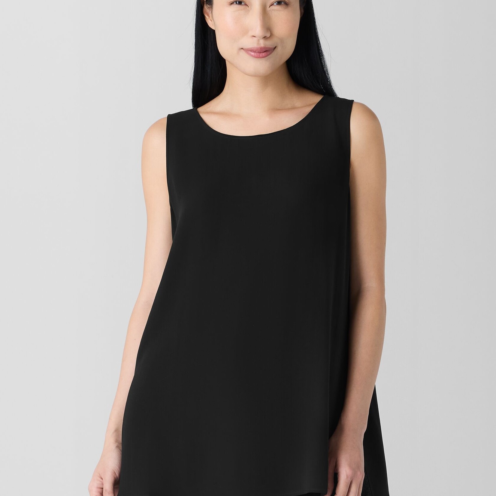 EILEEN FISHER SILK CREPE LONG TANK