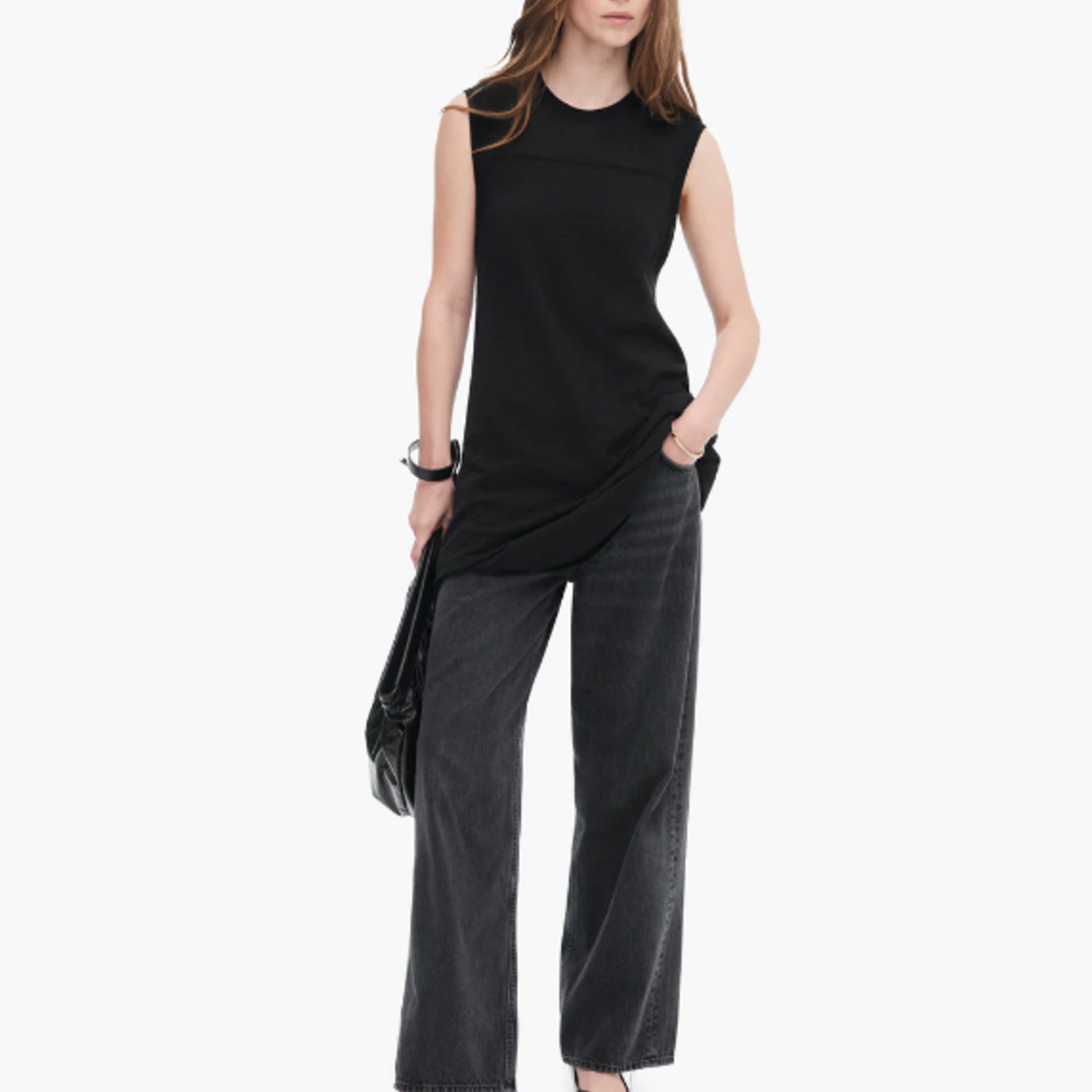 ATM SLUB JERSEY SLEEVELESS DRESS