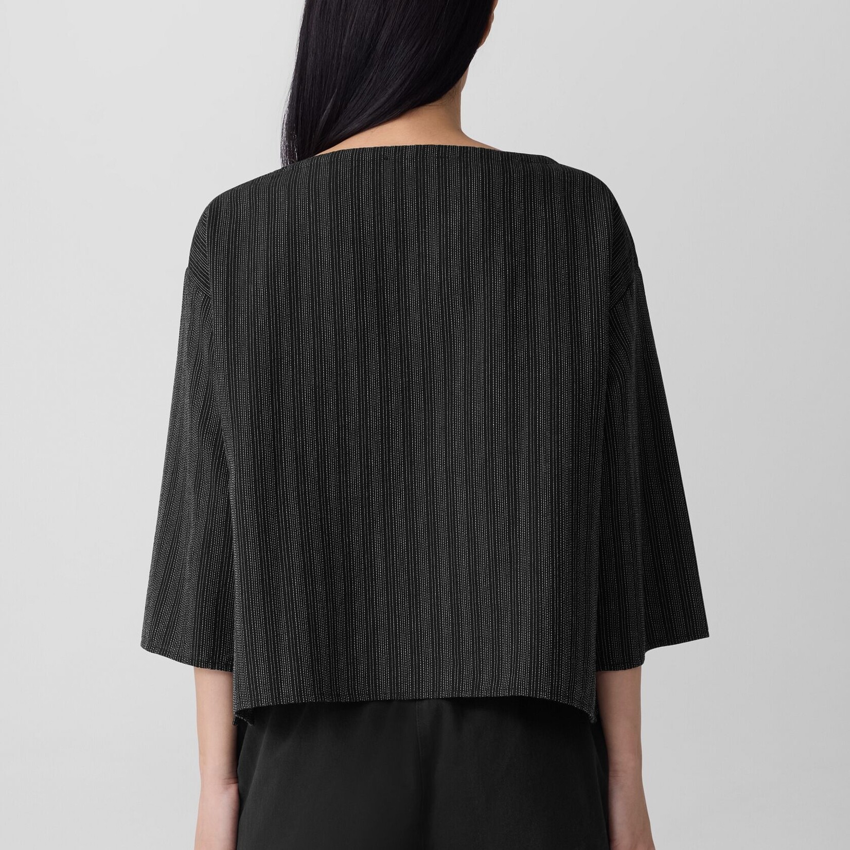 EILEEN FISHER STRIPE STITCH BOX TOP