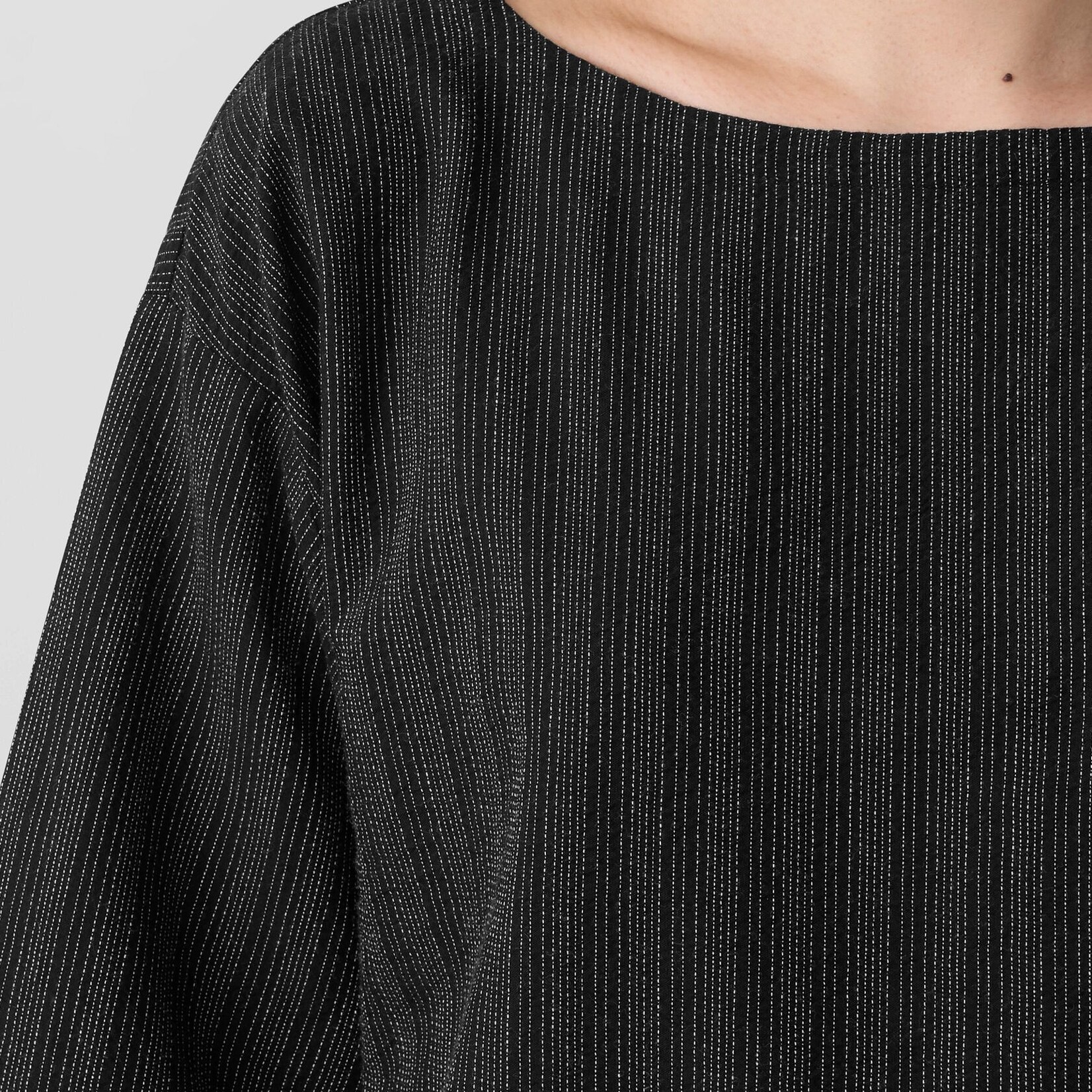 EILEEN FISHER STRIPE STITCH BOX TOP