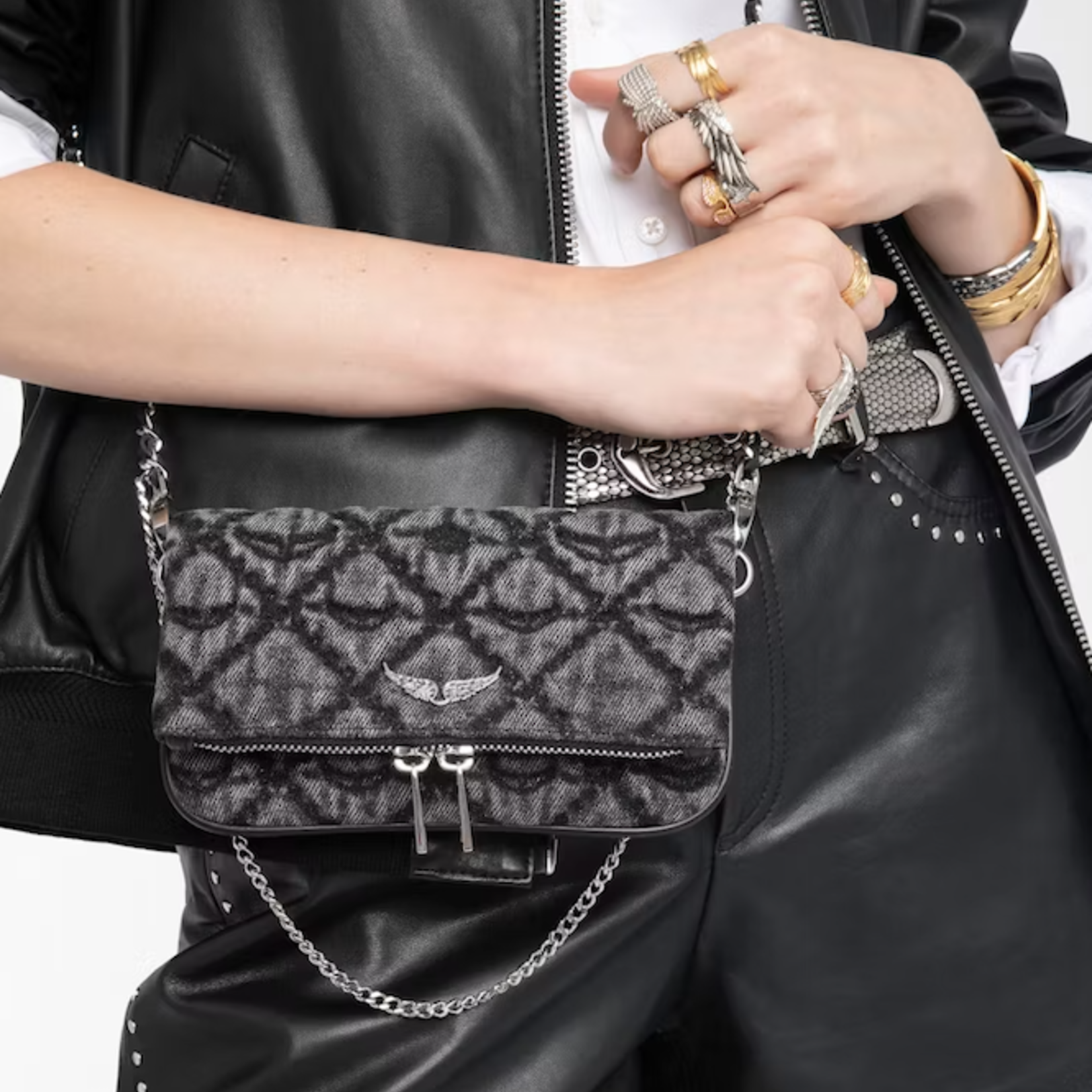 ZADIG & VOLTAIRE ROCK MONOGRAM CLUTCH
