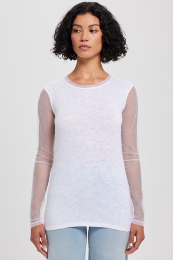 Tulle Long Sleeve Tee White - Goldie Lewinter main image 0
