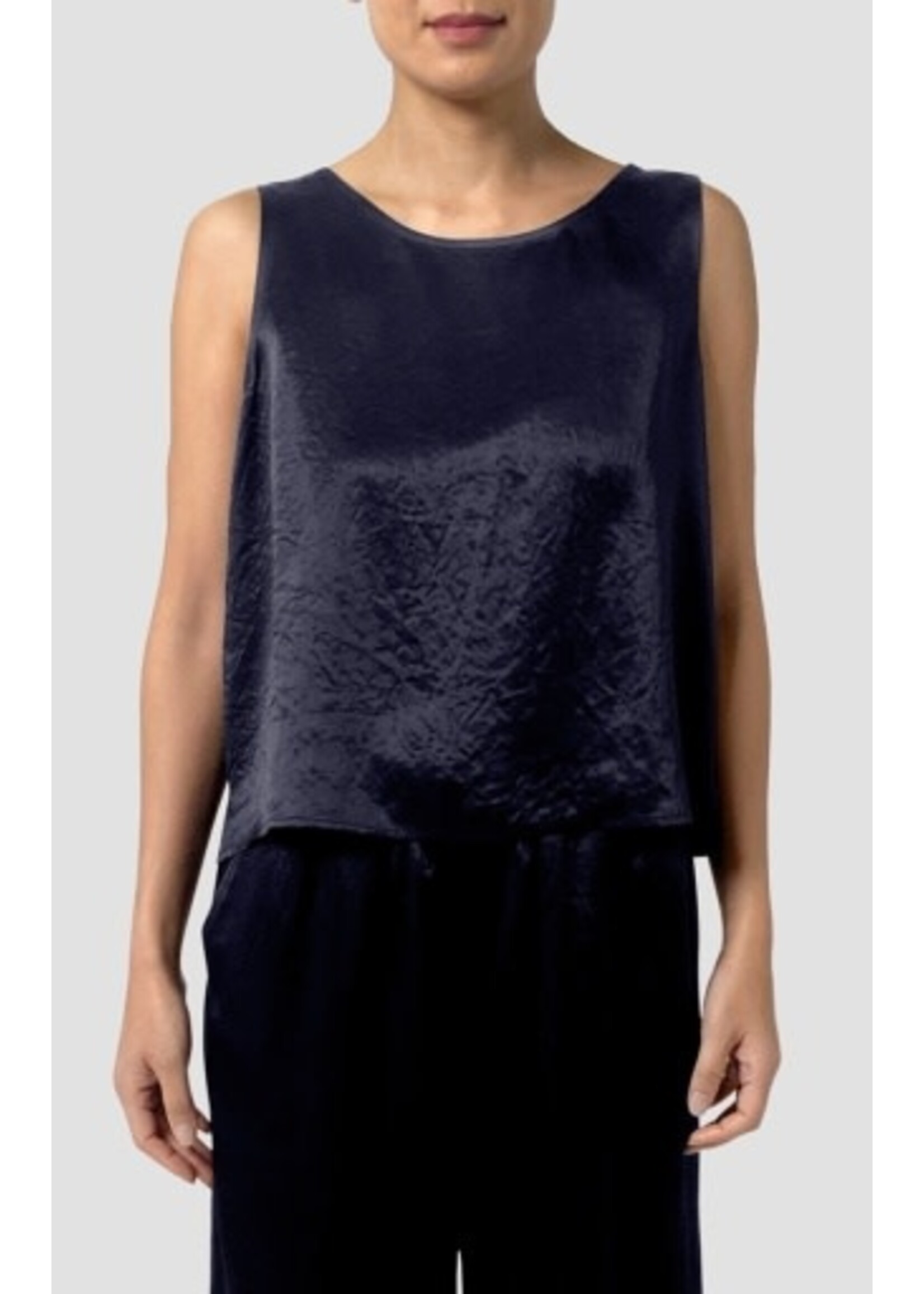 EILEEN FISHER TEXTURED SATIN BALLET NECK TANK