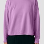 EILEEN FISHER COZY BRUSHED TERRY HUG ROUND NECK BOX-TOP