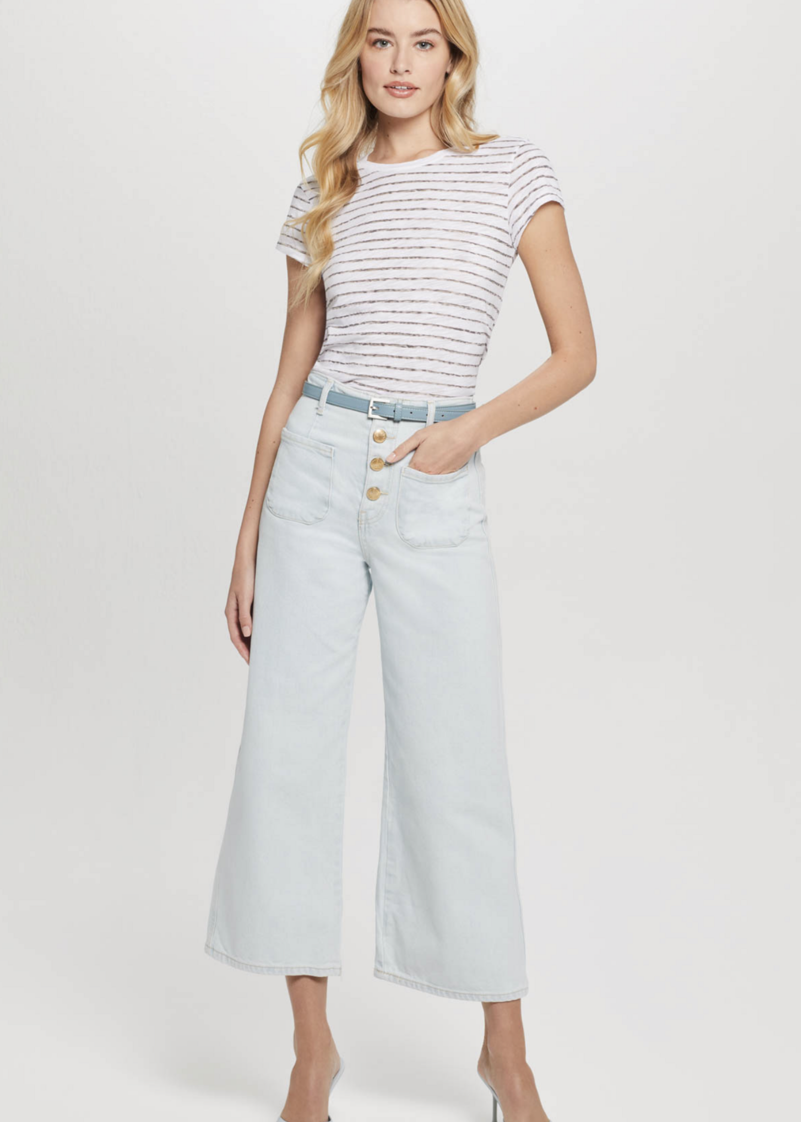 GOLDIE LEWINTER WATERCOLOR STRIPE RINGER TEE