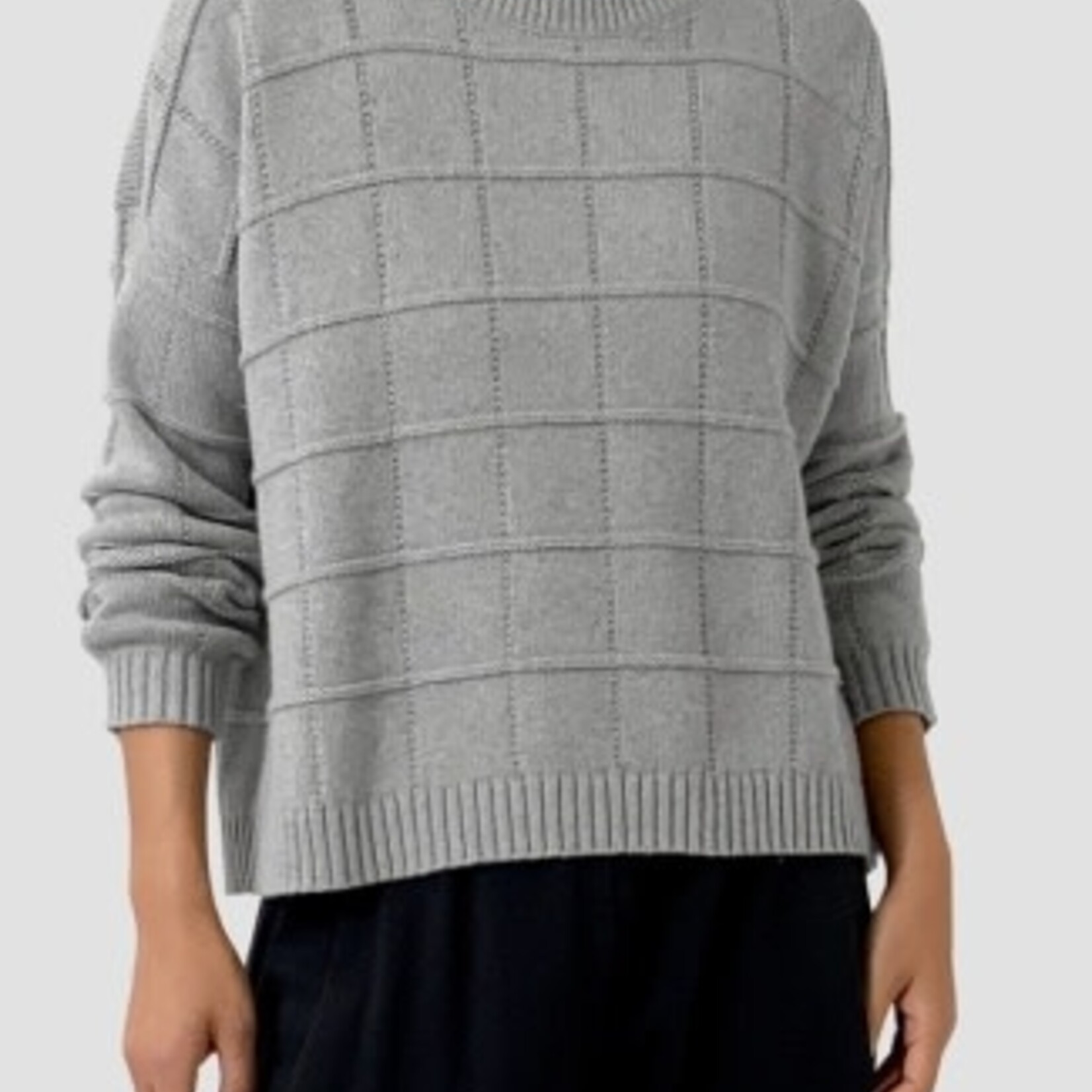 EILEEN FISHER COTTON & RECYCLED CASHMERE CREW NECK TOP