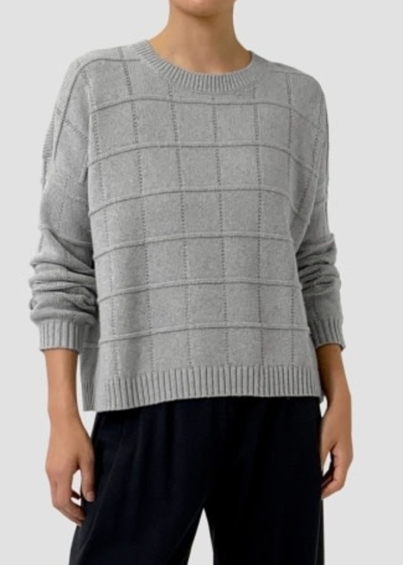 EILEEN FISHER COTTON & RECYCLED CASHMERE CREW NECK TOP