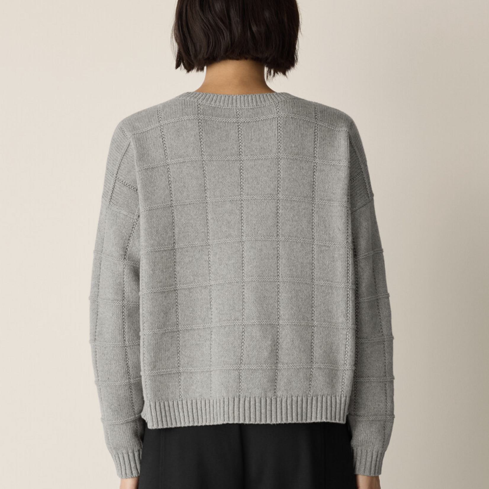 EILEEN FISHER COTTON & RECYCLED CASHMERE CREW NECK TOP