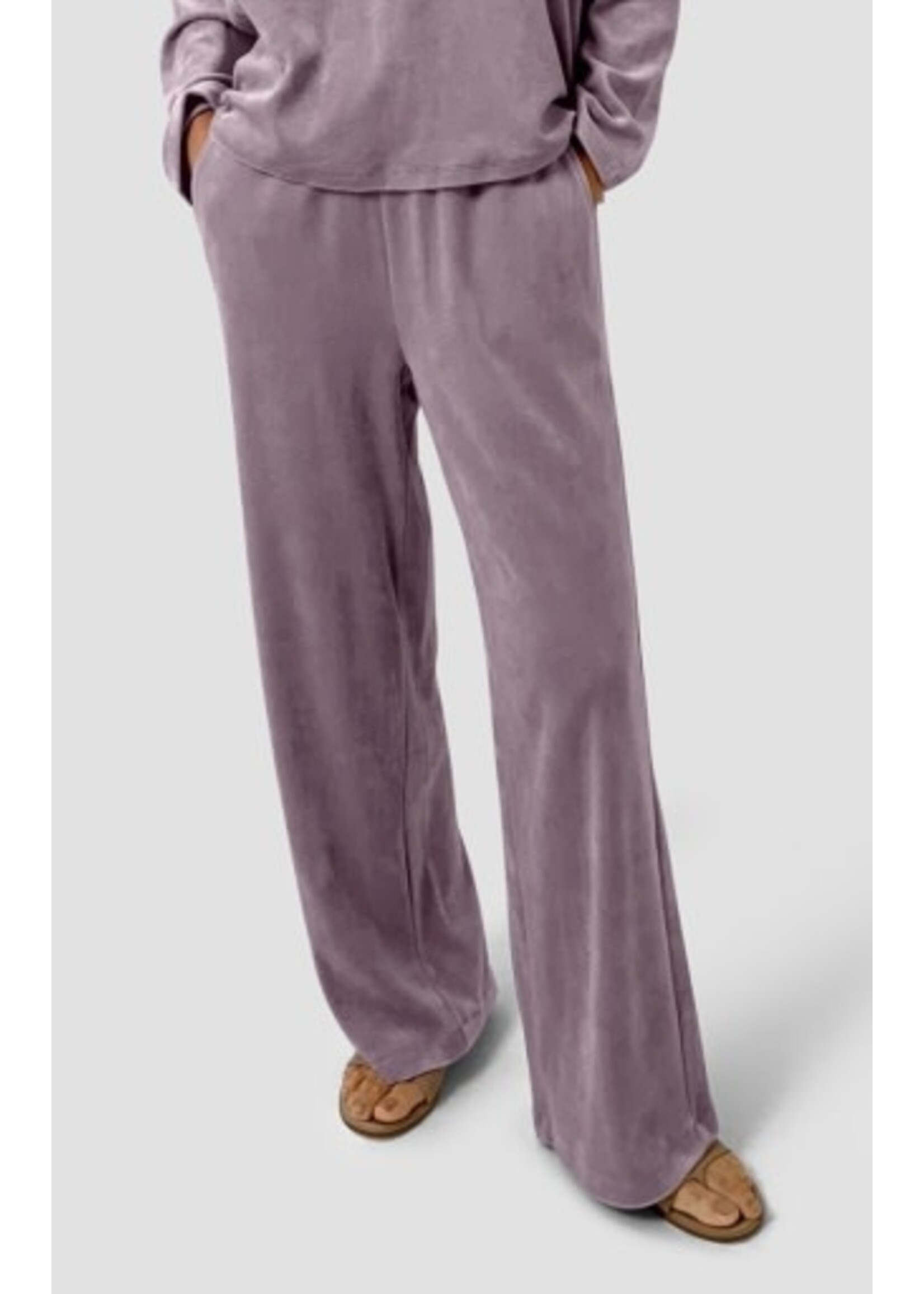 EILEEN FISHER COZY VELOUR KNIT WIDE-LEG PANT