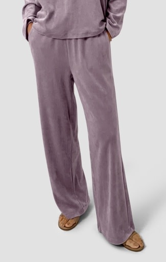 EILEEN FISHER COZY VELOUR KNIT WIDE-LEG PANT - B. Prince