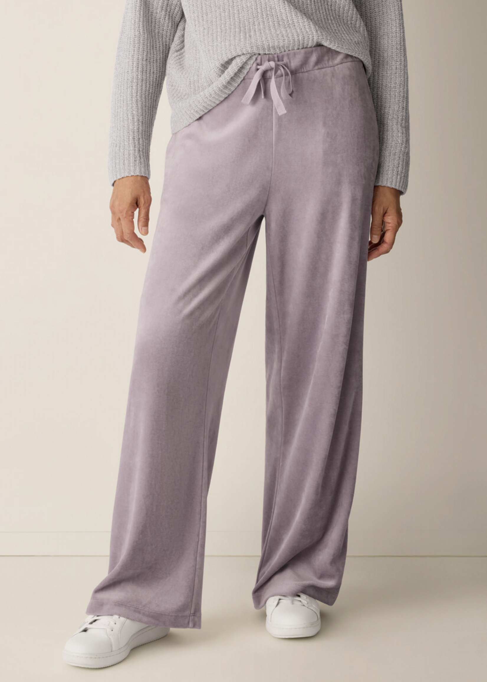 EILEEN FISHER COZY VELOUR KNIT WIDE-LEG PANT