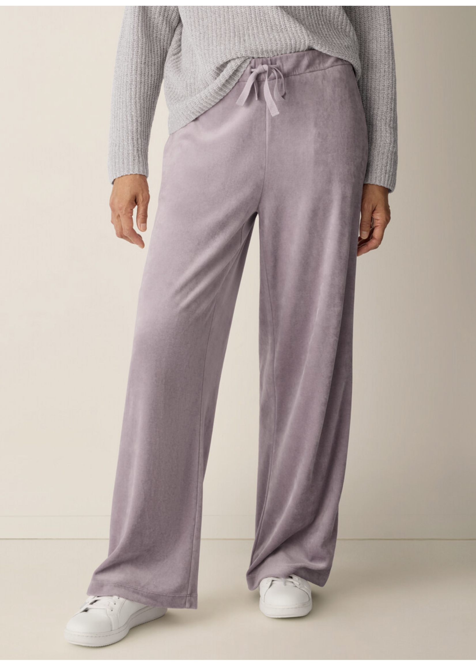 EILEEN FISHER COZY VELOUR KNIT WIDE-LEG PANT