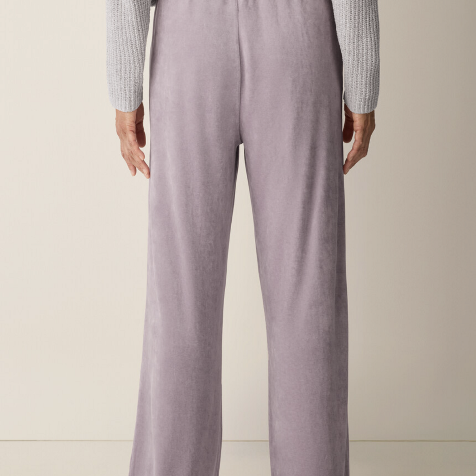 EILEEN FISHER COZY VELOUR KNIT WIDE-LEG PANT