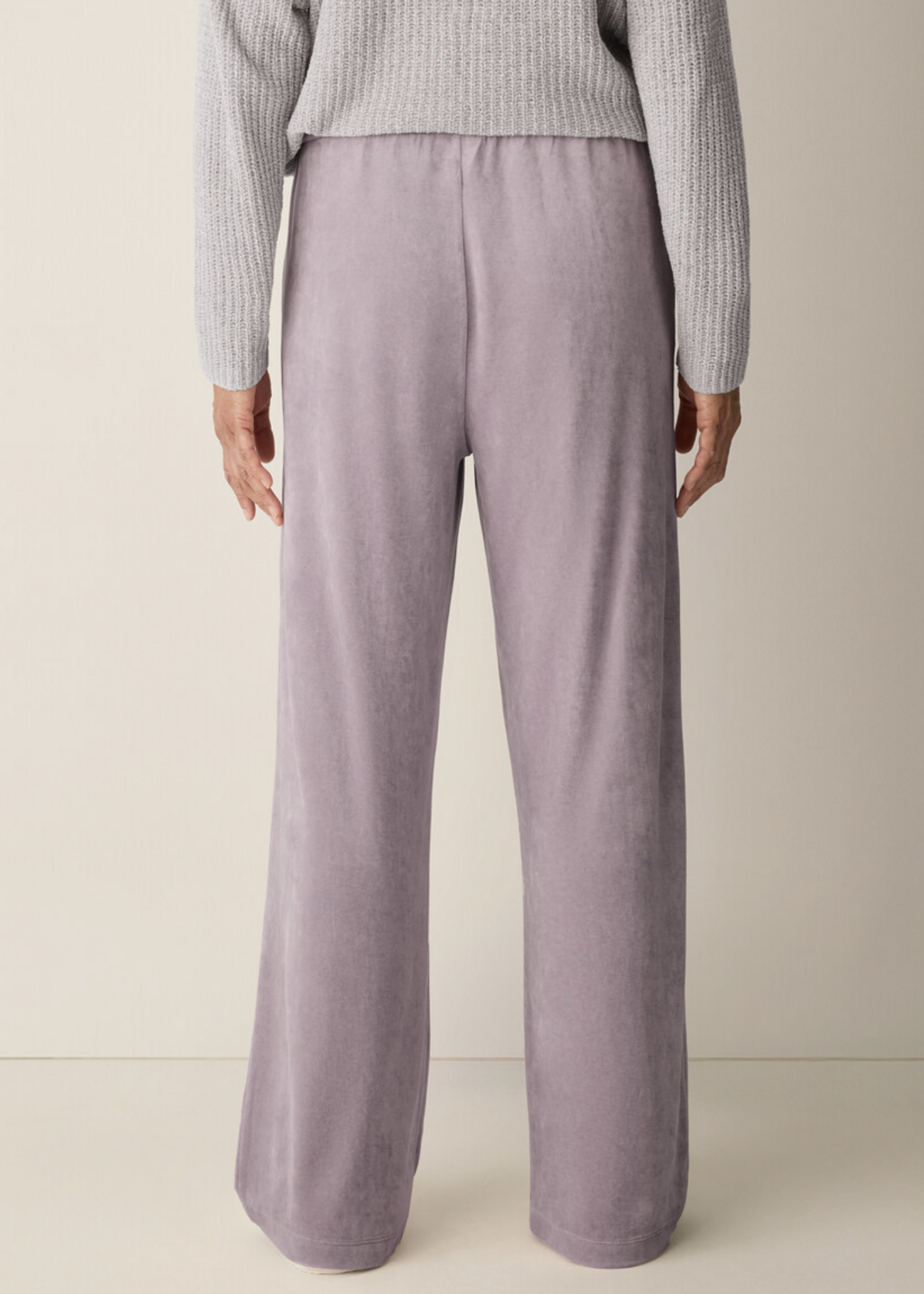 EILEEN FISHER COZY VELOUR KNIT WIDE-LEG PANT