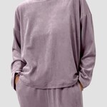EILEEN FISHER COZY VELOUR KNIT BATEAU NECK TOP