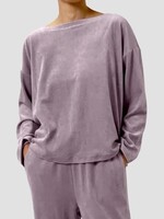 EILEEN FISHER COZY VELOUR KNIT BATEAU NECK TOP