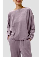 EILEEN FISHER COZY VELOUR KNIT BATEAU NECK TOP