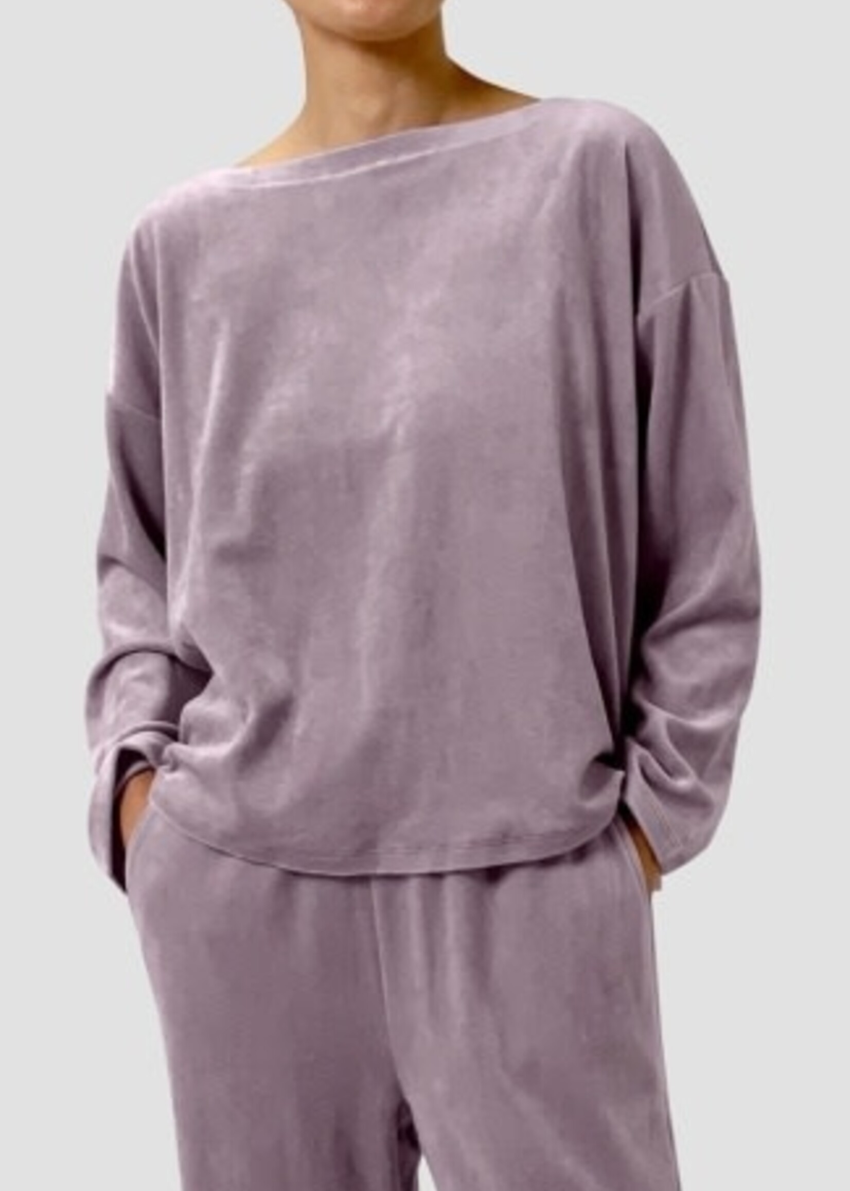 EILEEN FISHER COZY VELOUR KNIT BATEAU NECK TOP