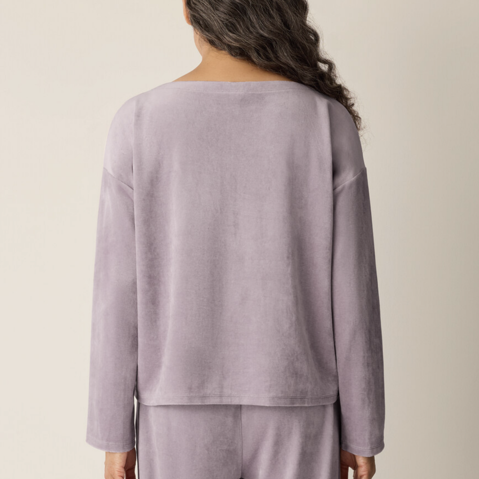 EILEEN FISHER COZY VELOUR KNIT BATEAU NECK TOP