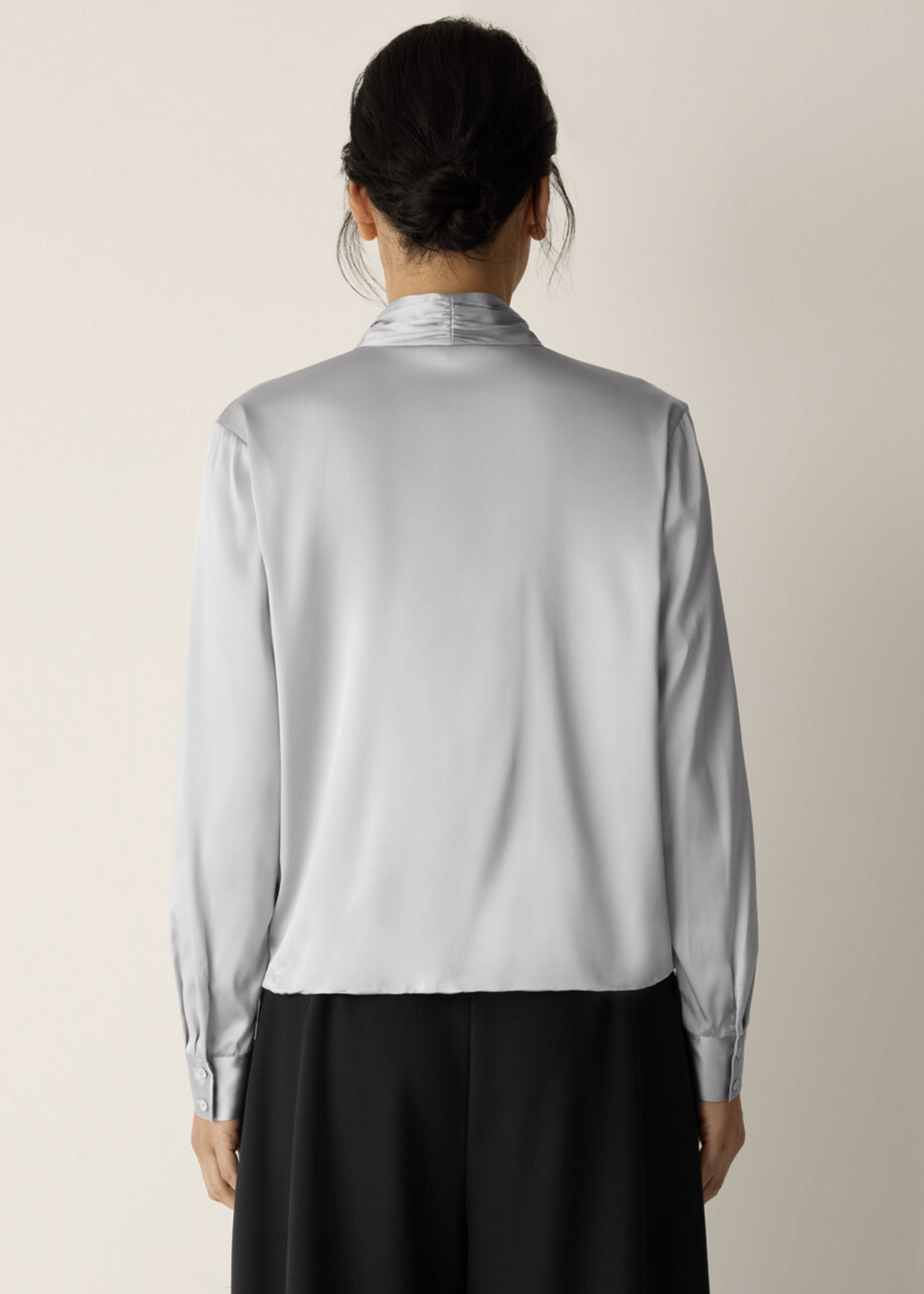 EILEEN FISHER STRETCH SILK CHARMEUSE WRAP TOP