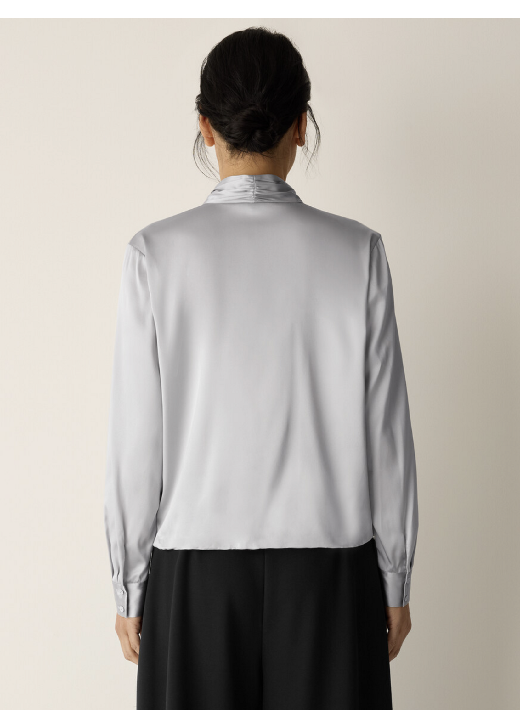 EILEEN FISHER STRETCH SILK CHARMEUSE WRAP TOP