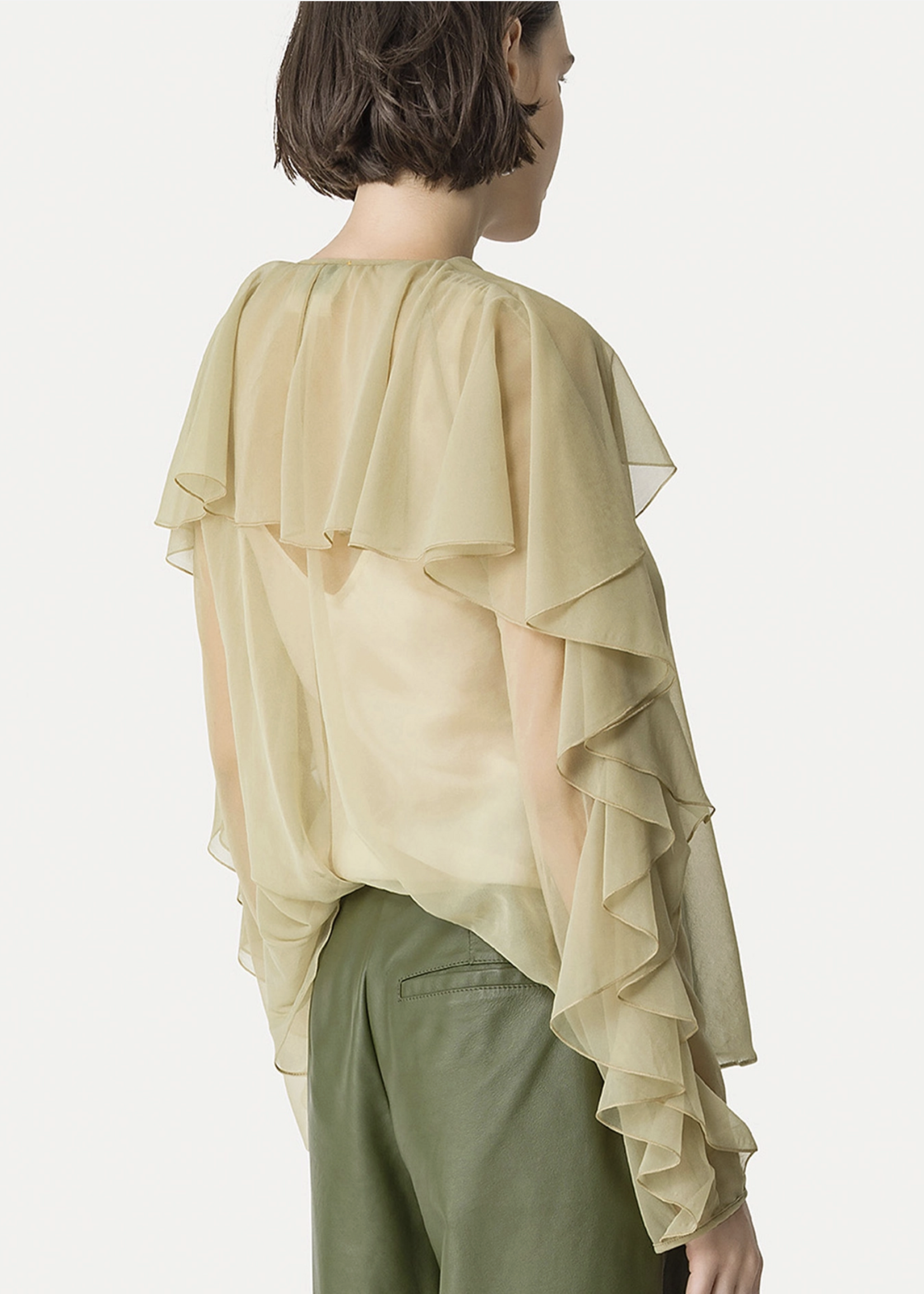 FORTE FORTE RUFFLED CHIFFON SHIRT